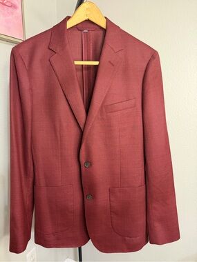 Bonobos Vitale Barberis Canonico Burgundy Wool Blazer 38R Slim Fit
